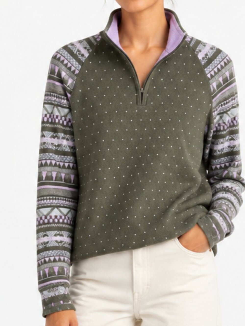 Title nine Super Power 1/4 Zip Sweater wool blend size Small Green
